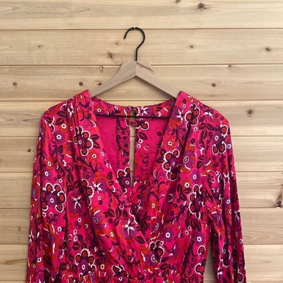 Maeve By Anthropologie Size Medium Wrap Front Tulip Hem Long Sleeve Dress - Picture 4 of 16